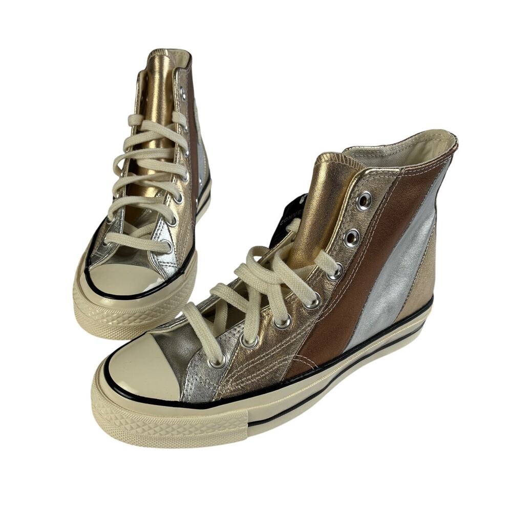 NWOB Converse Chuck 70 Hi Metallic Rainbow Women 6 Pure Silver/Egret Sneaker‎ - Picture 2 of 11